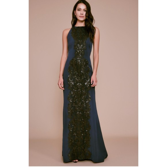 Tadashi Shoji Rizal Sleeveless Crepe Gown - Picture 1 of 9